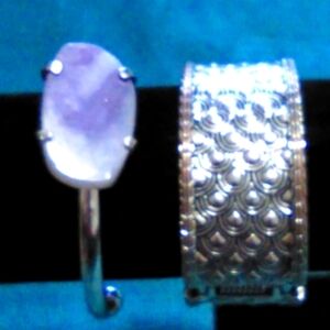 Bundle of 2 silvertone adjustable wrist cuffs